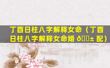 丁酉日柱八字解释女命（丁酉日柱八字解释女命婚 🐱 配）